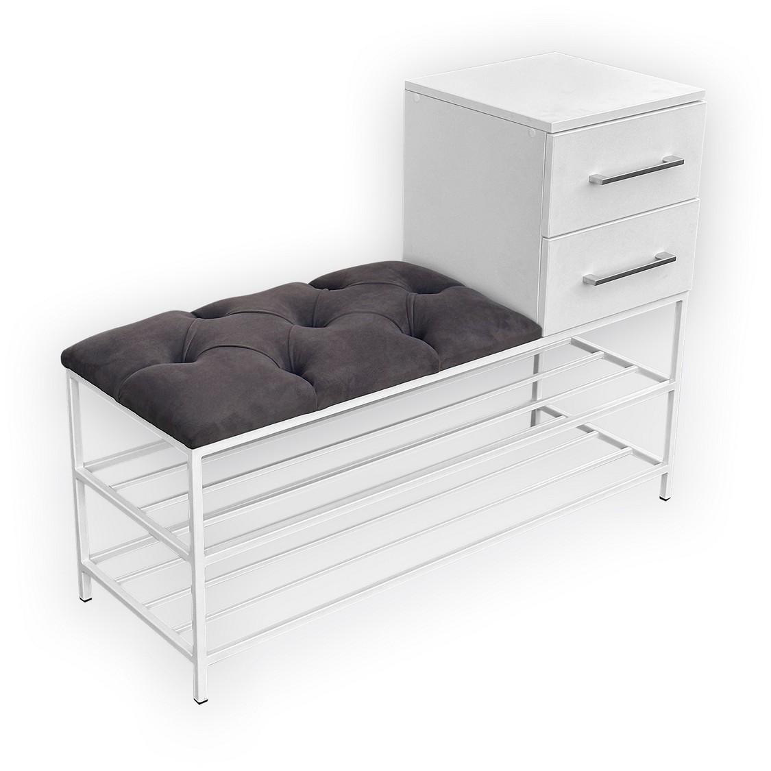 Банкетка-консоль с двумя выдвижными ящиками 70 см белый каркас