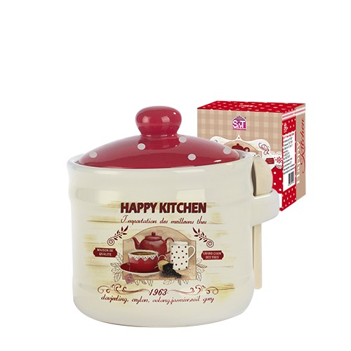 Банка для меду з дерев'яноюложкою Happy Kitchen 10х8,5см , 420мл Банка для меду з дерев'яноюложкою Happy Kitchen 10х8,5см , 420мл