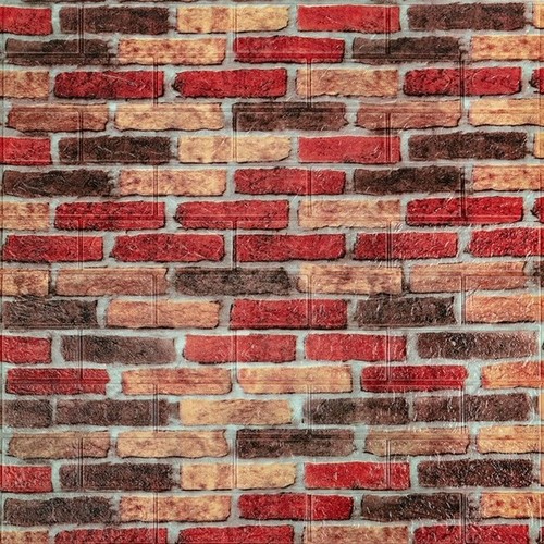 Самоклеюча декоративна 3D панель під бежево-коричневу цеглу катеринослав 70х77х0,3см  SW-00000695