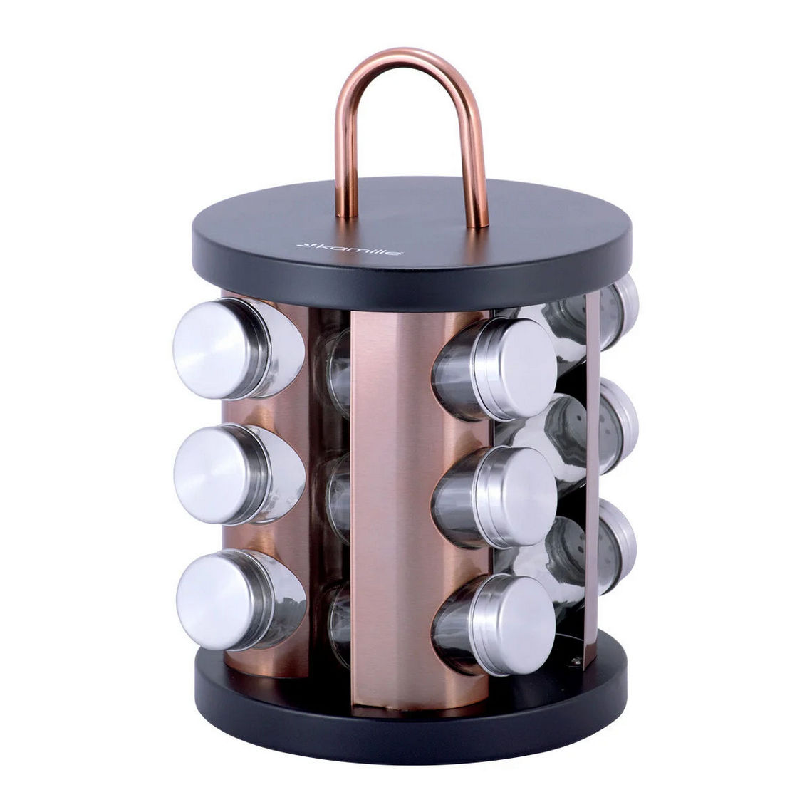 Набір ємностей для спецій Kamille на круглій підставці, для сервірування столу KM-7034