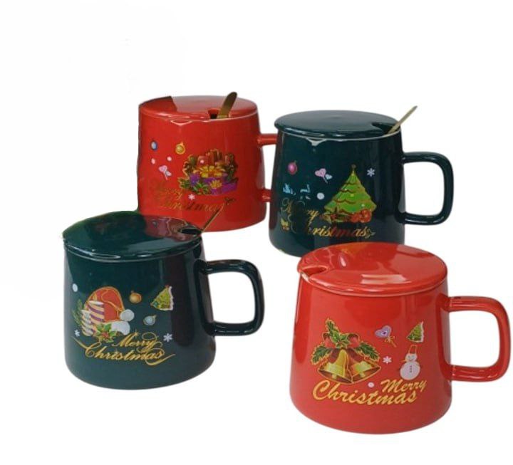 Кружка Olens Рождественская VIP 400 мл красная с колокольчиком