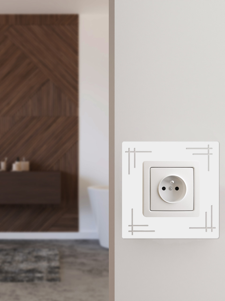 Глянцевый настенный акриловый декор рамка наклейка под выключатель №5 белый 1 шт.