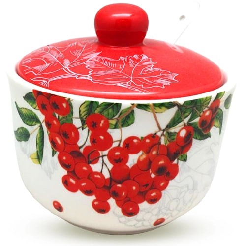 Цукорниця з ложкою Калина червона 11х7,5см , 450мл