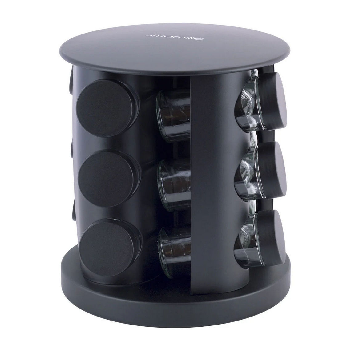 Набір ємностей для спецій Kamille на круглій підставці, 12 шт KM-7038