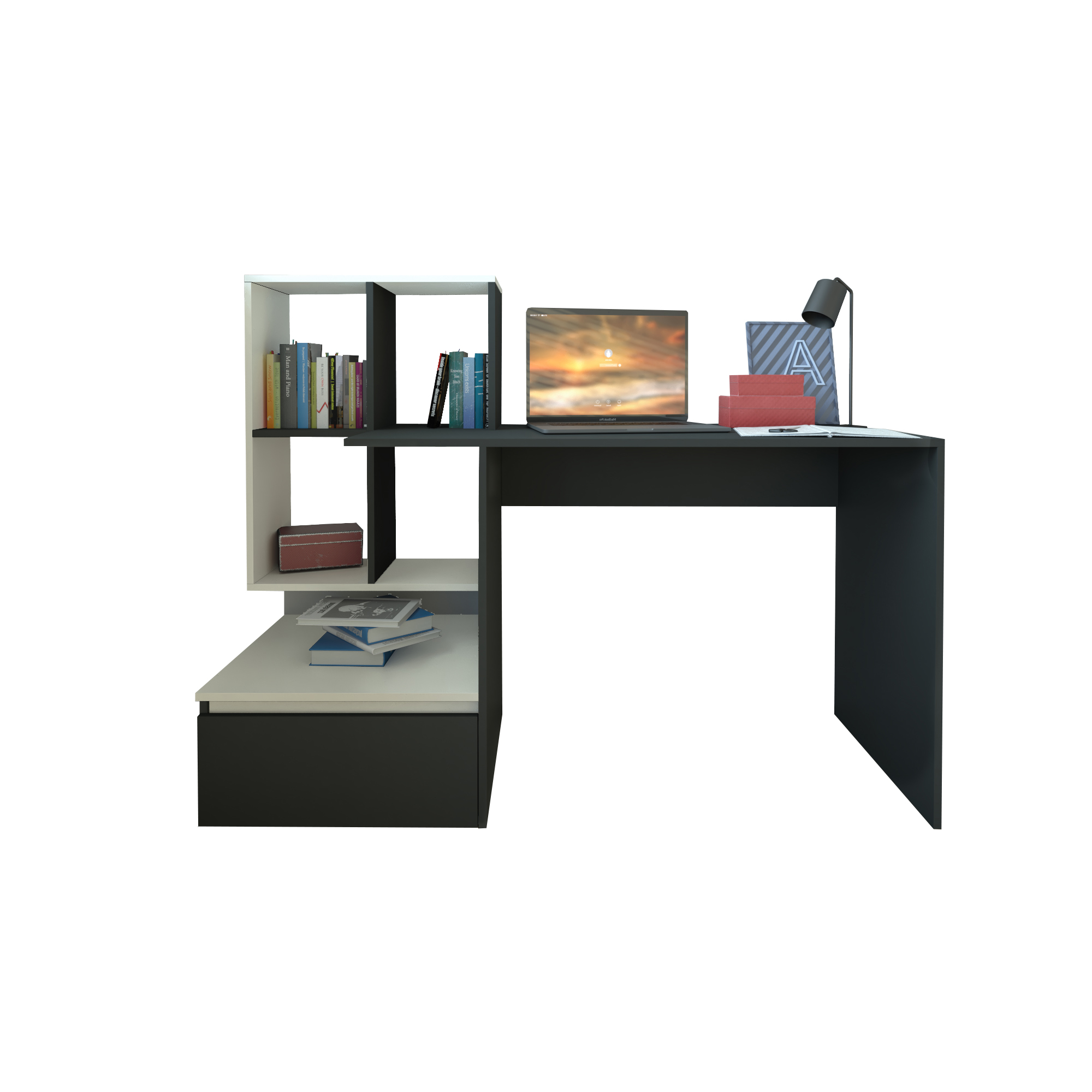 Стол компьютерный ST0005 антрацит/белый