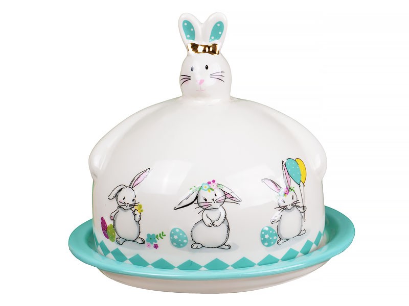 Блюдо с крышкой Кролики 17х15см 940-156 Блюдо с крышкой Кролики 17х15см 940-156