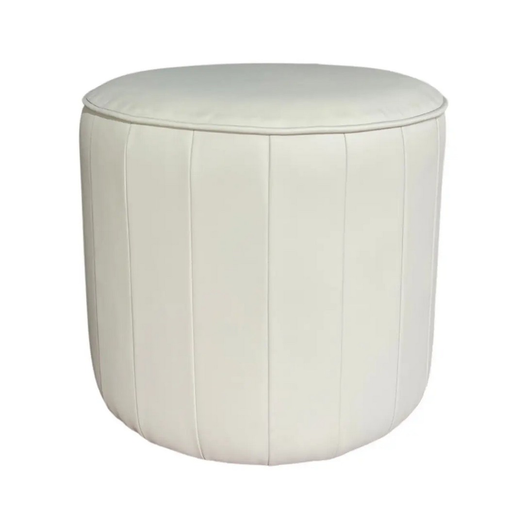 Круглый пуф мягкий прошитый DESHI 45х45 см кожзам молочный
