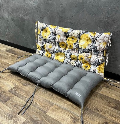 Подушка на піддони/гойдалки/каркаси панама комбінована «Autumn flowers grey» Подушка на піддони/гойдалки/каркаси панама комбінована «Autumn flowers grey»