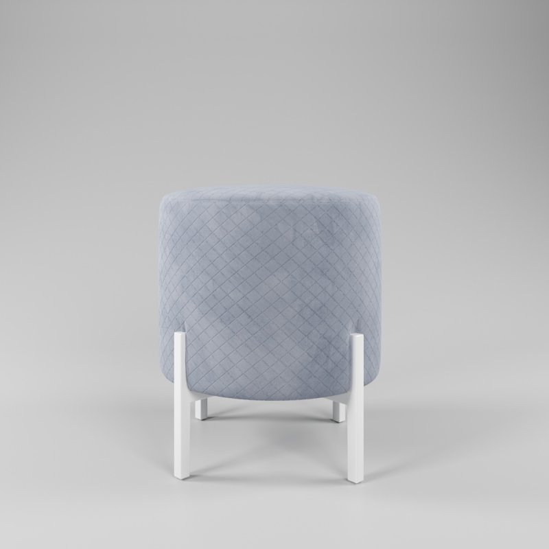 Пуф  Флинт 1 белый /велюр серый с перфорацией