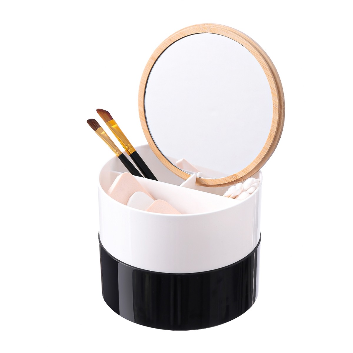 Органайзер для косметики с зеркалом черно-белый