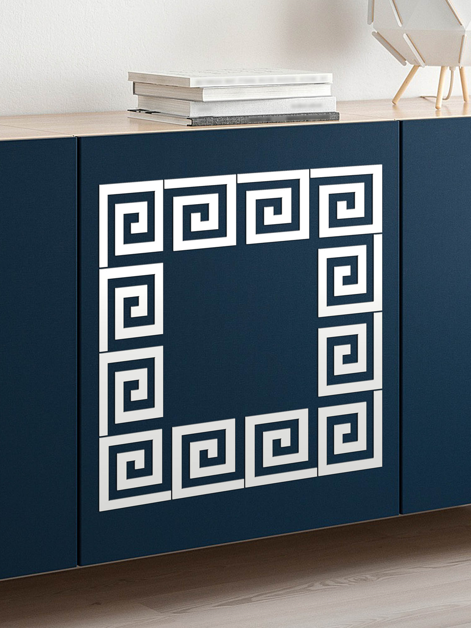 Глянцевый настенный акриловый декор наклейка "Меандр" 12 шт. белый Глянцевый настенный акриловый декор наклейка "Меандр" 12 шт. белый