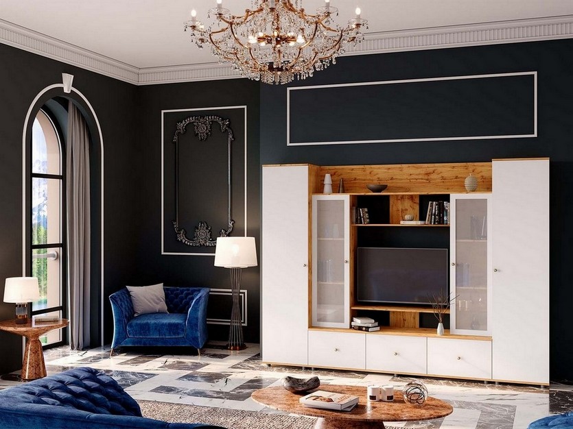 Стенка в гостиную Галиция М дуб аппалачи/белый супермат