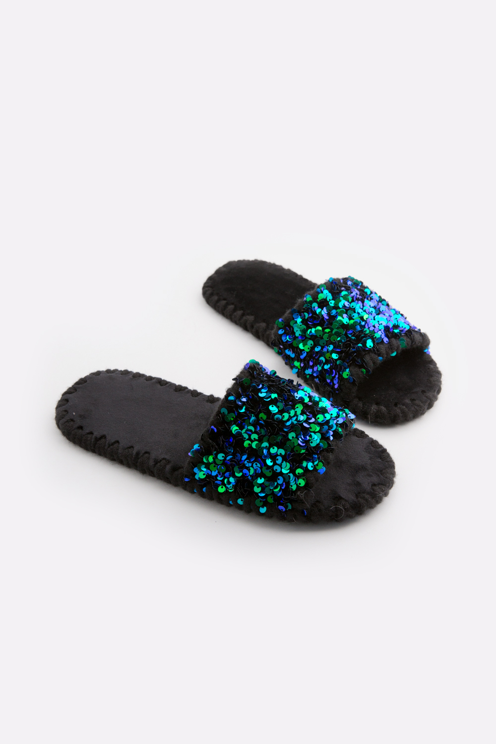 Женские домашние тапочки Family Story Паетки Изумрудные ЭВА 36-37 р