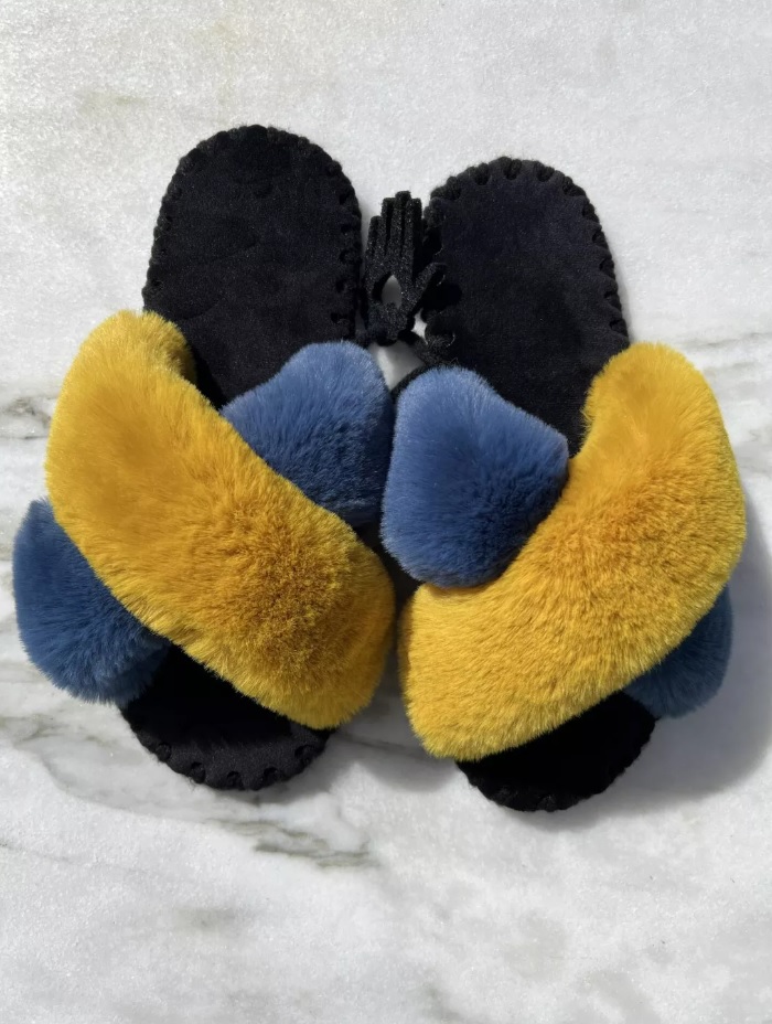 Жіночі домашні капці Family Story Іксики Синьо-Жовті