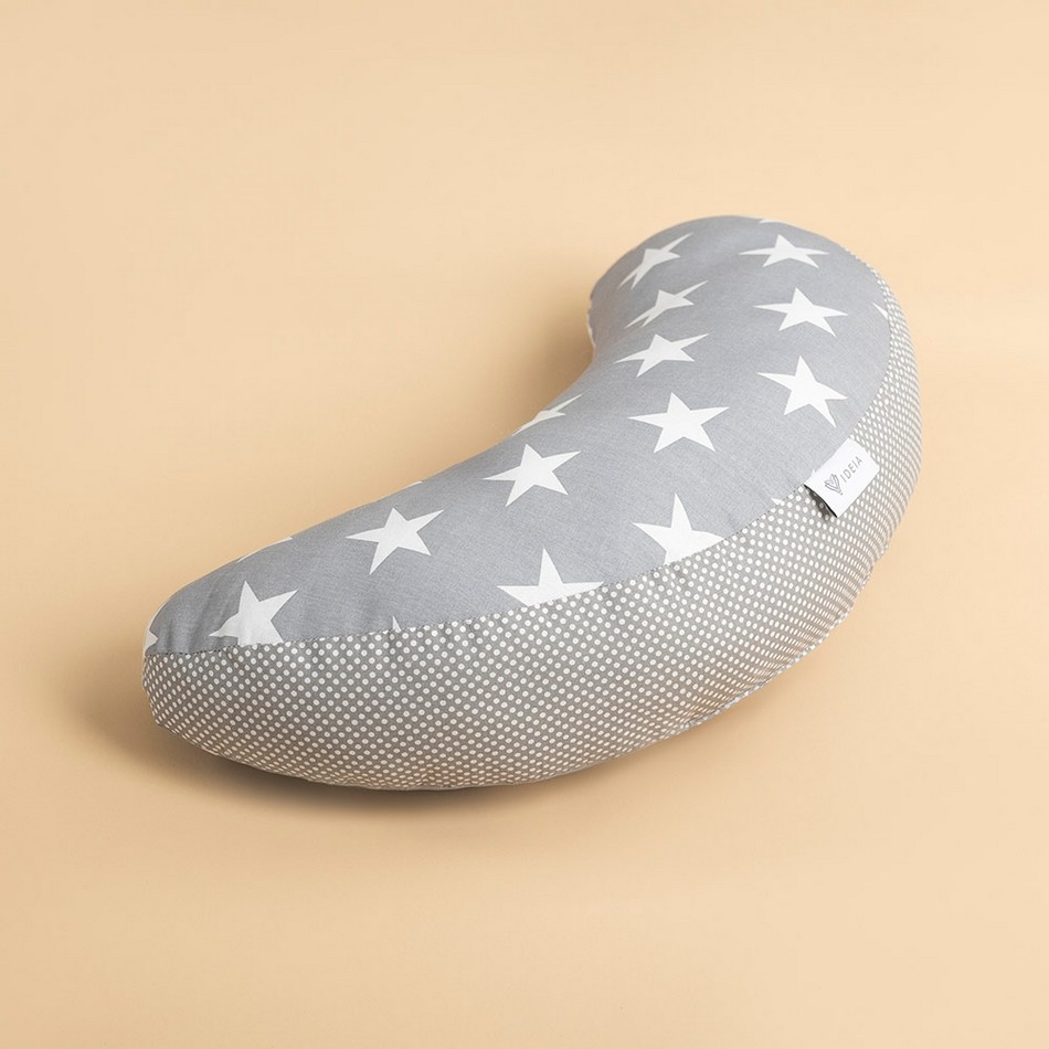 Подушка декоративная ПОЛУМЕСЯЦ 46х24 см хлопок серый