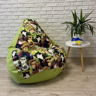 Кресло-груша велюр Кошки, L 100x75 Кресло-груша велюр Кошки, L 100x75