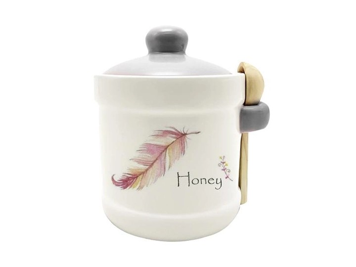 Банка для меду з дерев'яноюложкою Флай 13х12см , 450мл Банка для меду з дерев'яноюложкою Флай 13х12см , 450мл