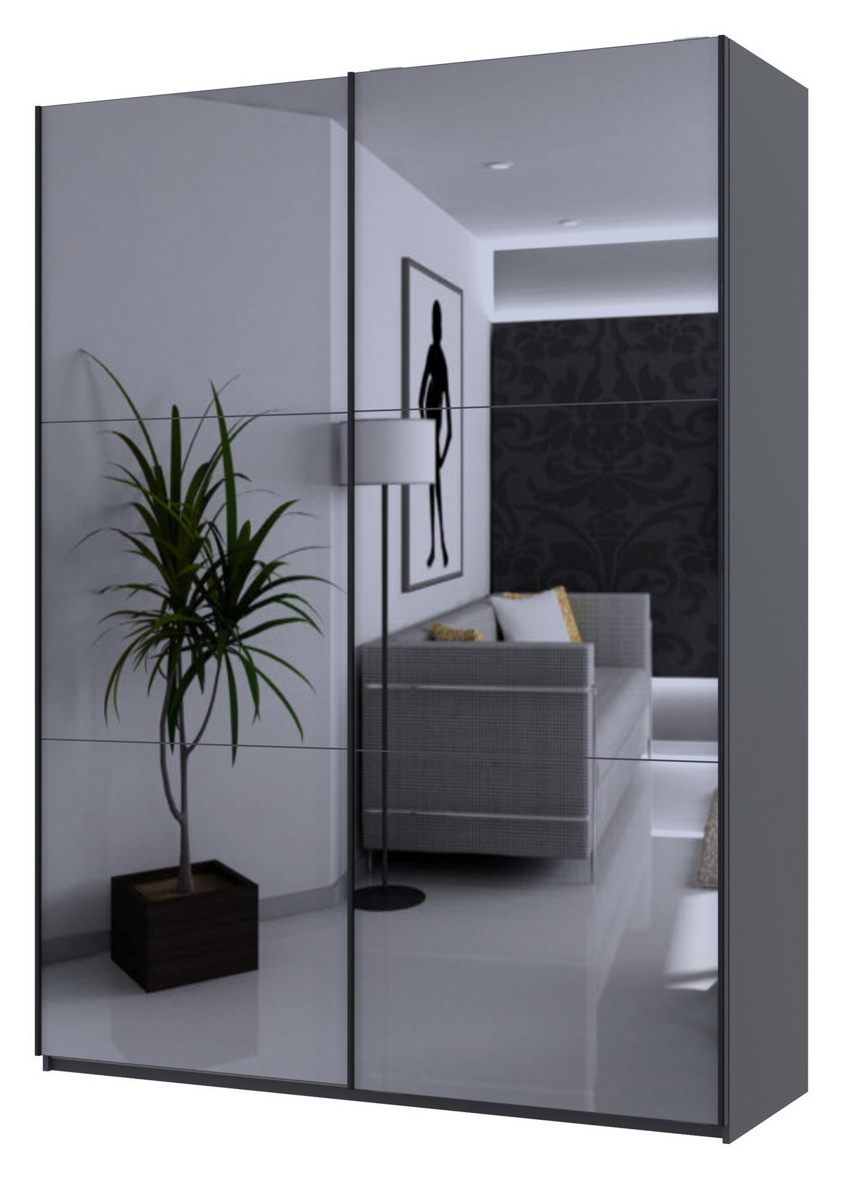 Шкаф-купе G-Caiser 2 Зеркала 160x60x240 графит/2 зеркала