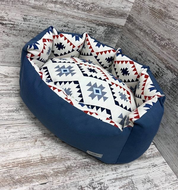 Лежак для кошек и собак панама модель 1 "Scandi blue" 50х40 см