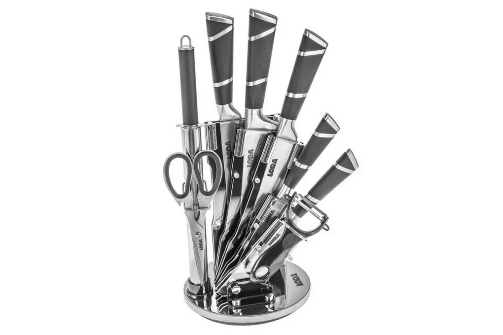 Набір ножів із підставкою 8 предметів  NS27SetKN/BK Lora