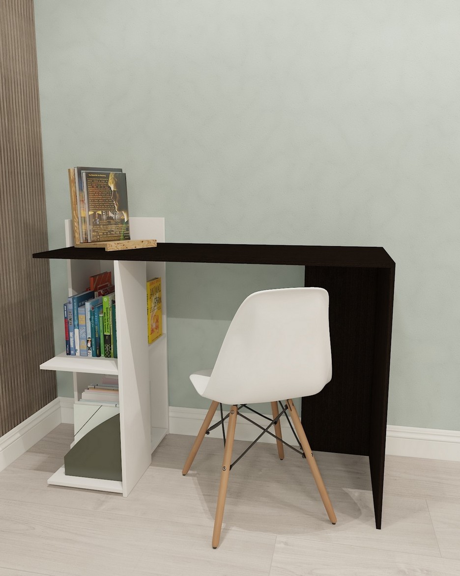 Стол компьютерный с двумя полками S-12 венге тёмний/белый