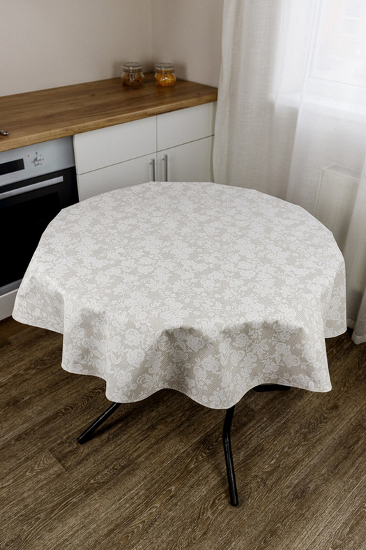 Скатерть Прованс Simfoni круглая D-136см Кружева на натюрель
