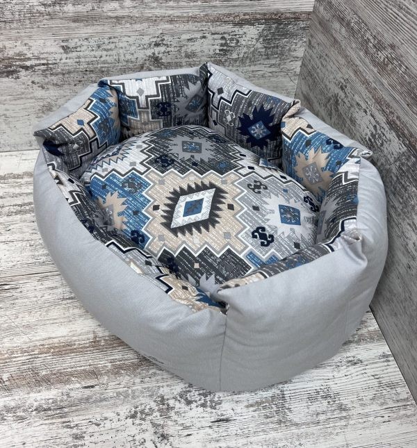 Лежак для кошек и собак панама модель 1 "Carpet blue" 50х40 см