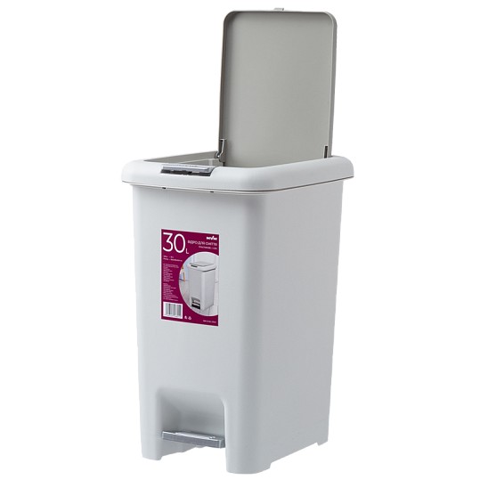 Мусорное ведро с крышкой и педалью 30 л серый