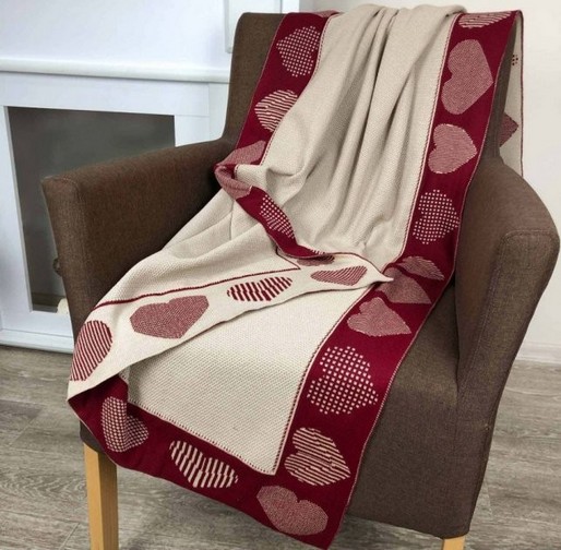 Плед Прованс  в`язаний Серця  100x 150 (25050)