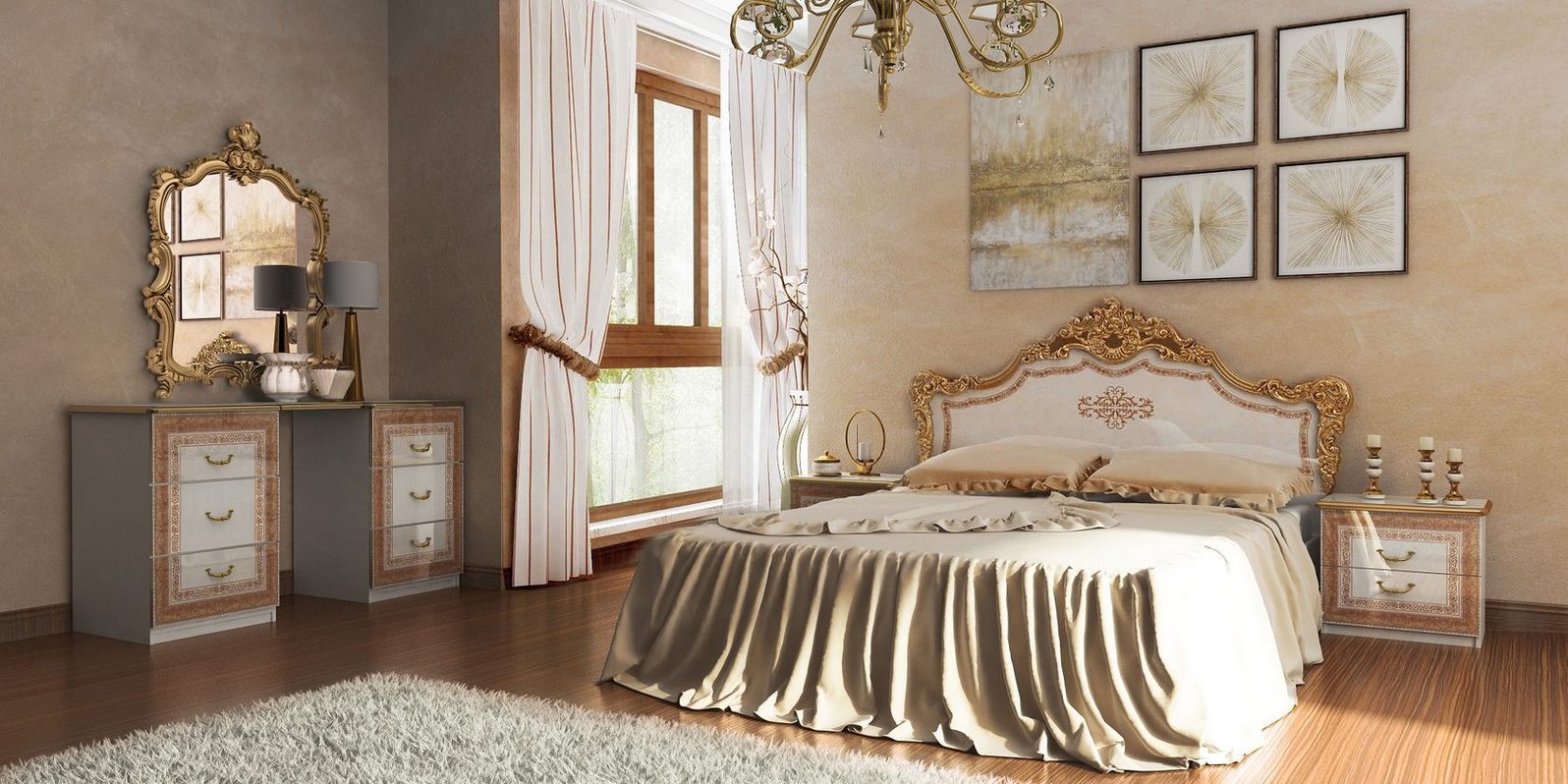 Спальня  Дженнифер с 3-х дверным шкафом Бежевая