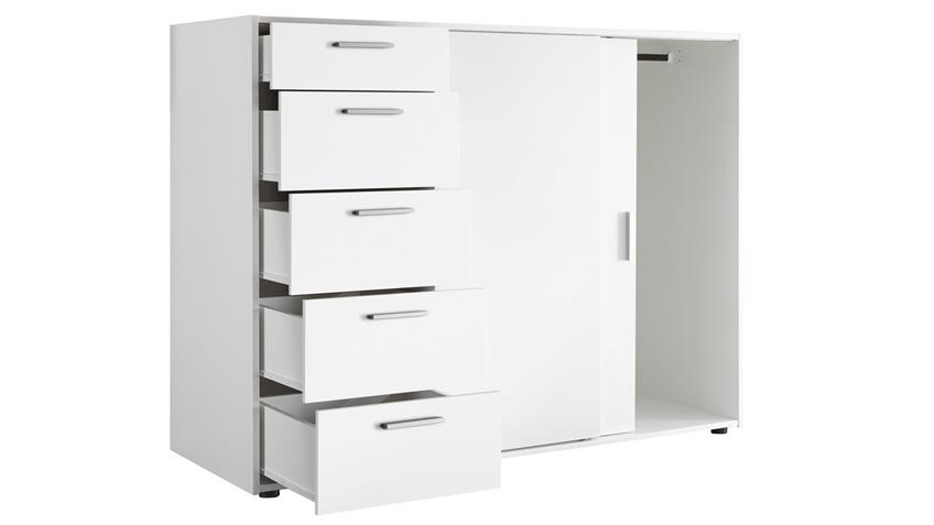 Комод Кейс 2х дверный 5 ящиков Белый