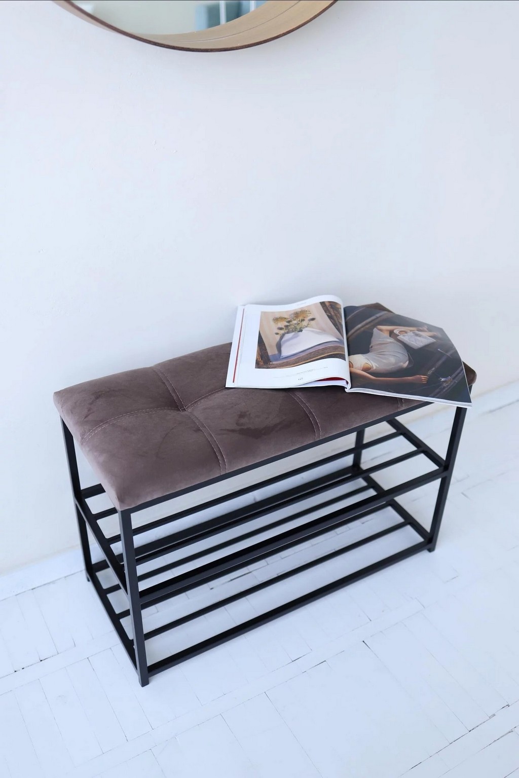 Банкетка для обуви в велюре Mal31