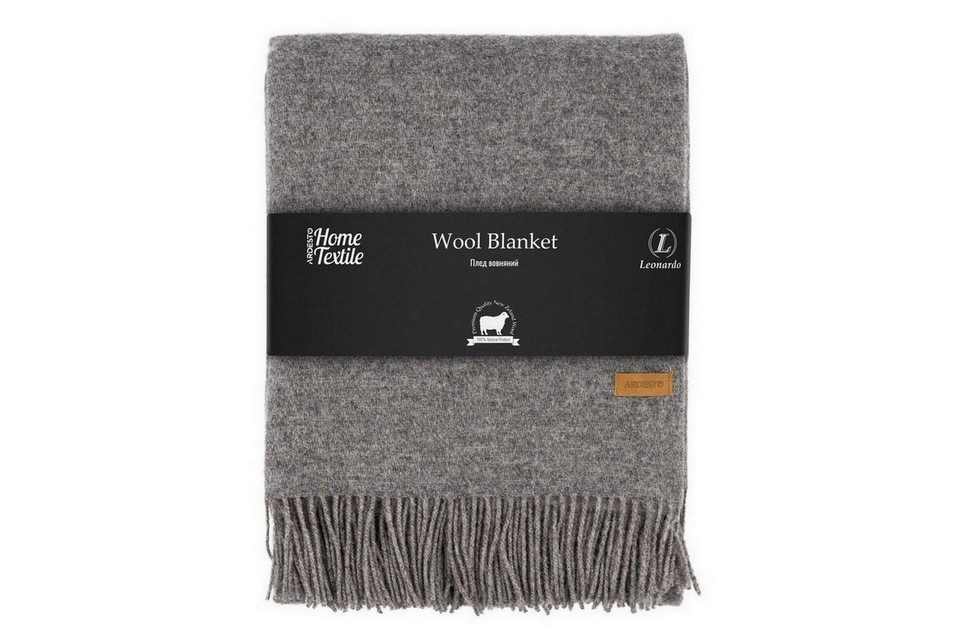 Плед Ardesto Leonardo Doubleface, 140x200см, 100% шерсть, бежево-серый