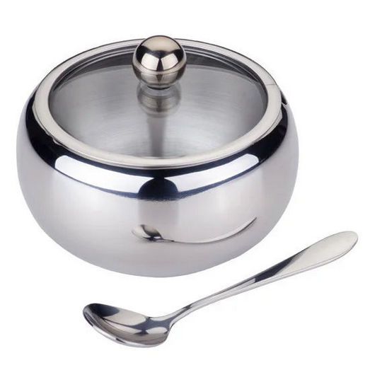 Цукорниця Kamille з нержавіючої сталі, з ложечкою та скляною кришкою фото 1