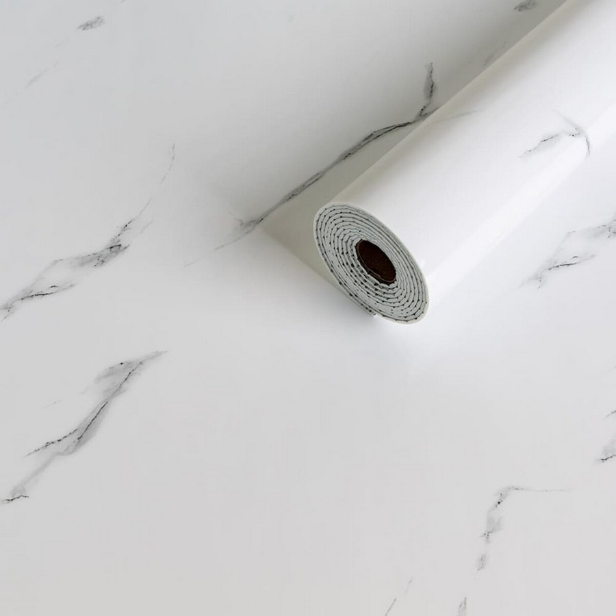 Самоклеящаяся стеновая PET плитка в рулоне 60x300x0,2см белый мрамор SW-00001704