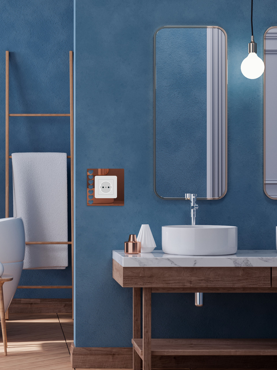 Дзеркальний настінний акриловий декор рамка наліпка під вимикач №9 бронза 1шт.