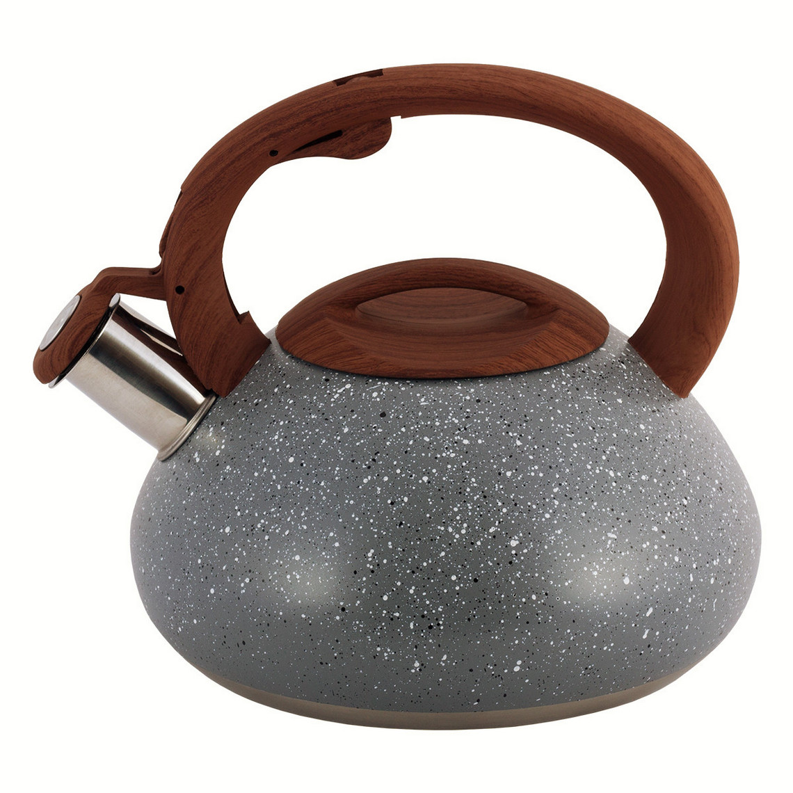 Чайник Kamille Серый 2.5 л из нержавеющей стали, со свистком и бакелитовой ручкой, для индукции и газа KM-0680