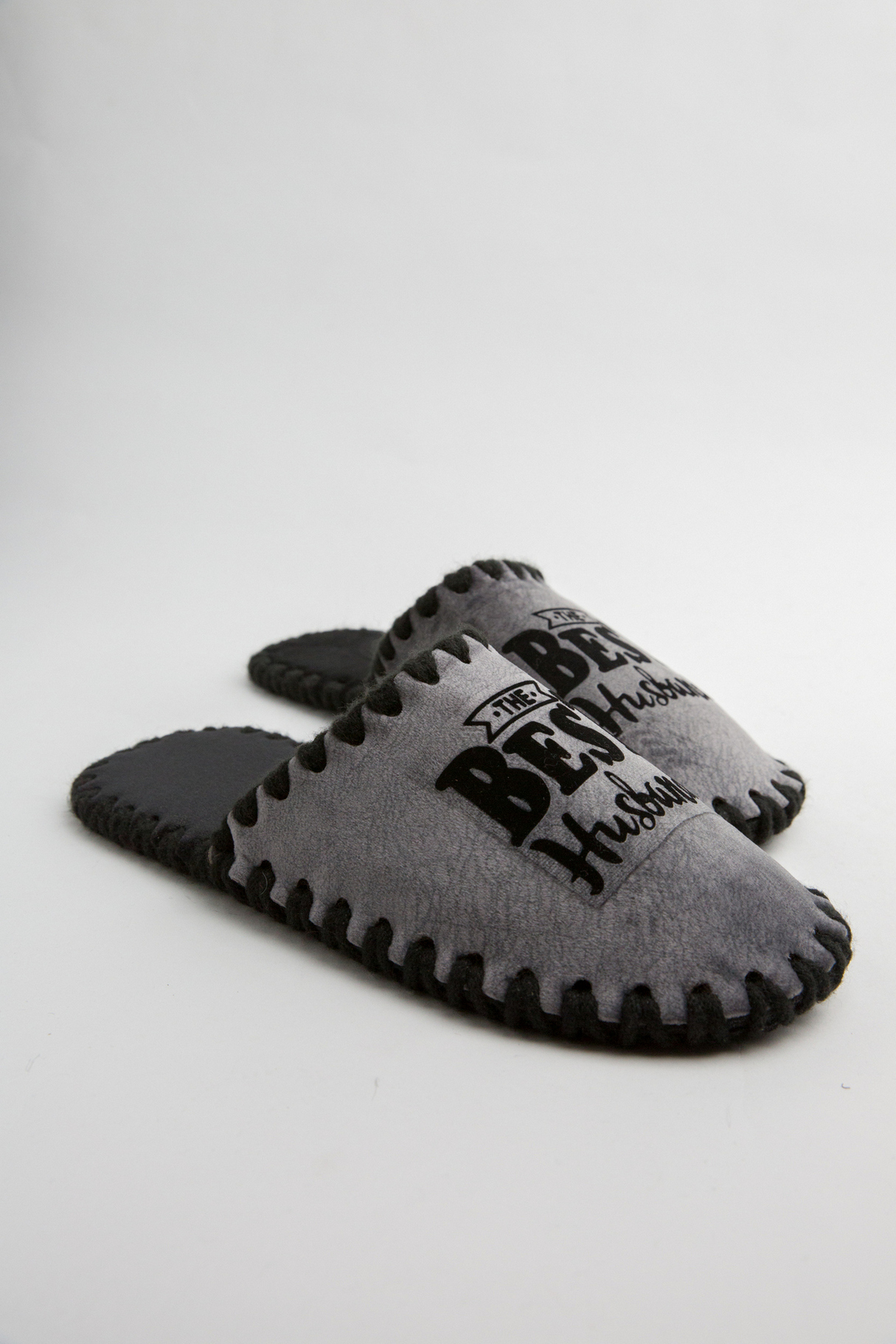 Мужские домашние тапочки Family Story The Best Husband Black закрытые графитовые ЭВА 46-47 р