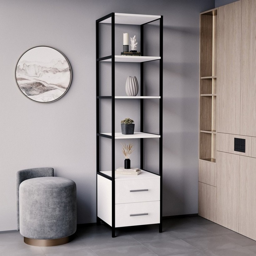 Стеллаж для дома в стиле лофт N-04 белый