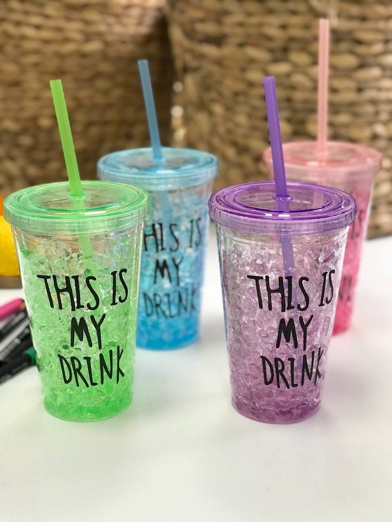 Стакан Olens пластиковый с трубочкой Мой напиток розовый, 500 мл