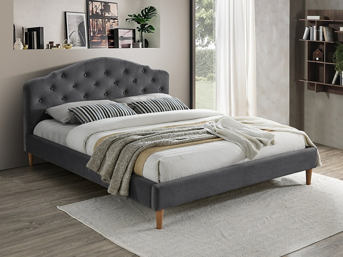Ліжко CHLOE Velvet сірий/дуб 160/200 Ліжко CHLOE Velvet сірий/дуб 160/200