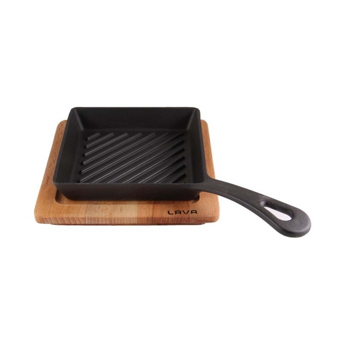 Сковорода-гриль LAVA мини квадрат 16х16 см с подставкой из бука 25  мм Сковорода-гриль LAVA мини квадрат 16х16 см с подставкой из бука 25  мм