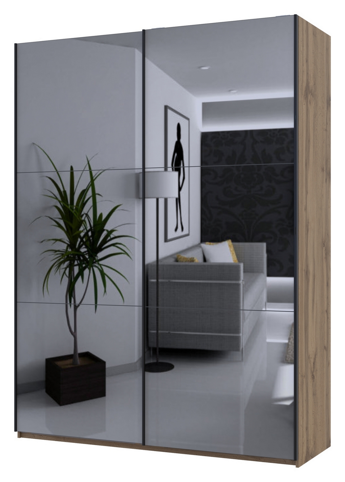 Шафа купе G-Caiser Тахо 2 Дзеркала  180x60x240 тахо/графіт Шафа купе G-Caiser Тахо 2 Дзеркала  180x60x240 тахо/графіт