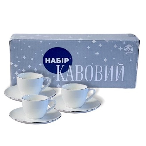 Сервіз кавовий 12пр Срібло чашка 120мл , блюдце 13см Сервіз кавовий 12пр Срібло чашка 120мл , блюдце 13см