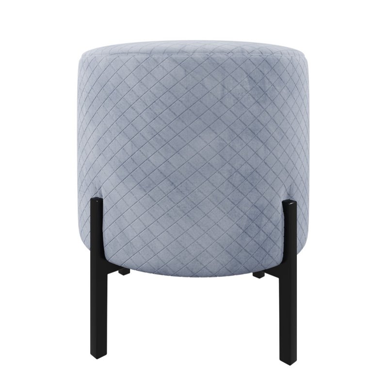 Пуф  Флинт 1 черный/велюр серый с перфорацией