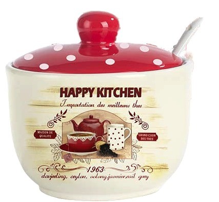 Сахарница с ложкой Happy Kitchen 11х7,5см , 450мл Сахарница с ложкой Happy Kitchen 11х7,5см , 450мл