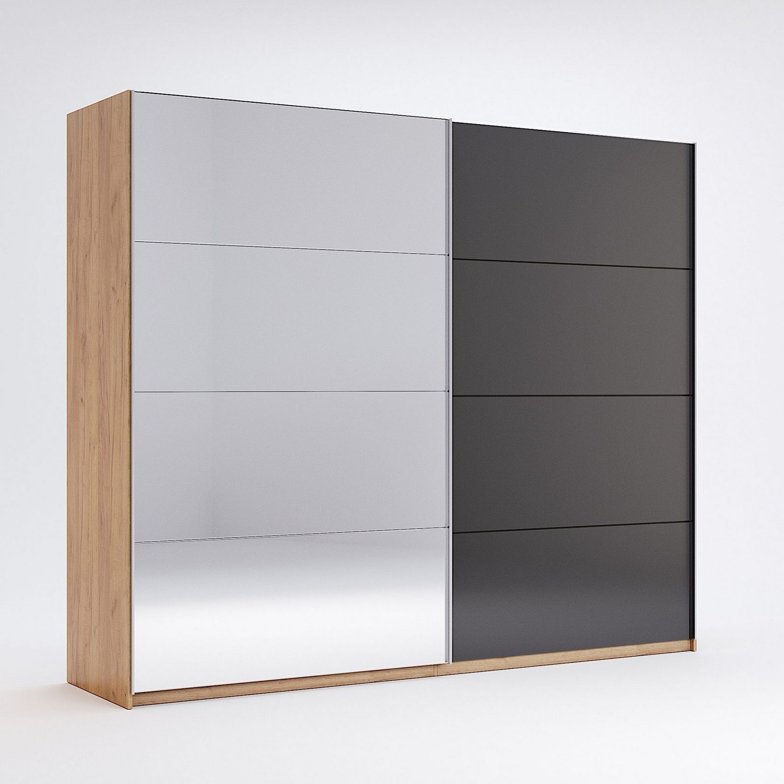 Шафа-купе  Луна Дуб Крафт /Мат Лава шириною 2,5 м з дзеркалом