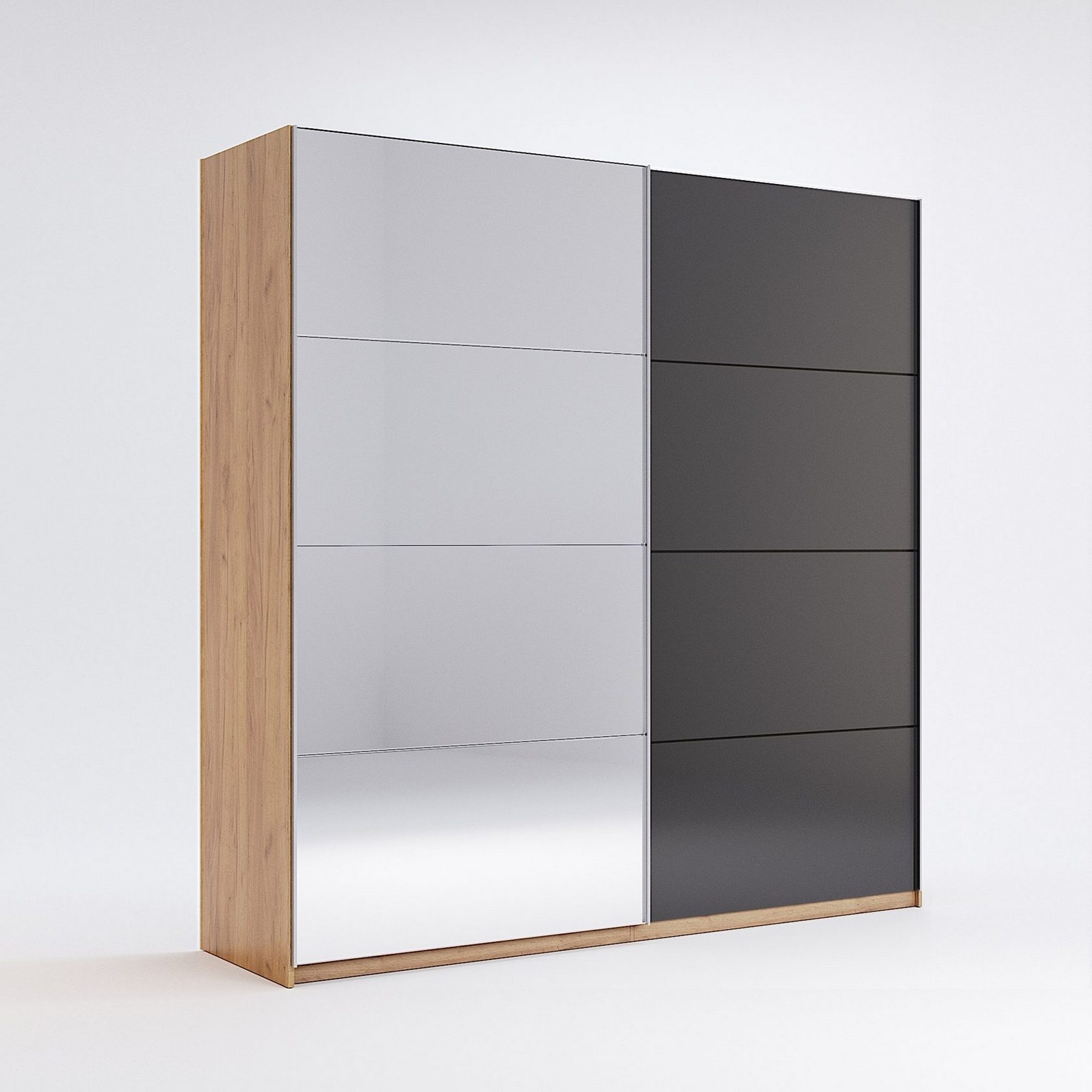 Шафа-купе  Луна Дуб Крафт /Мат Лава шириною 2 м з дзеркалом