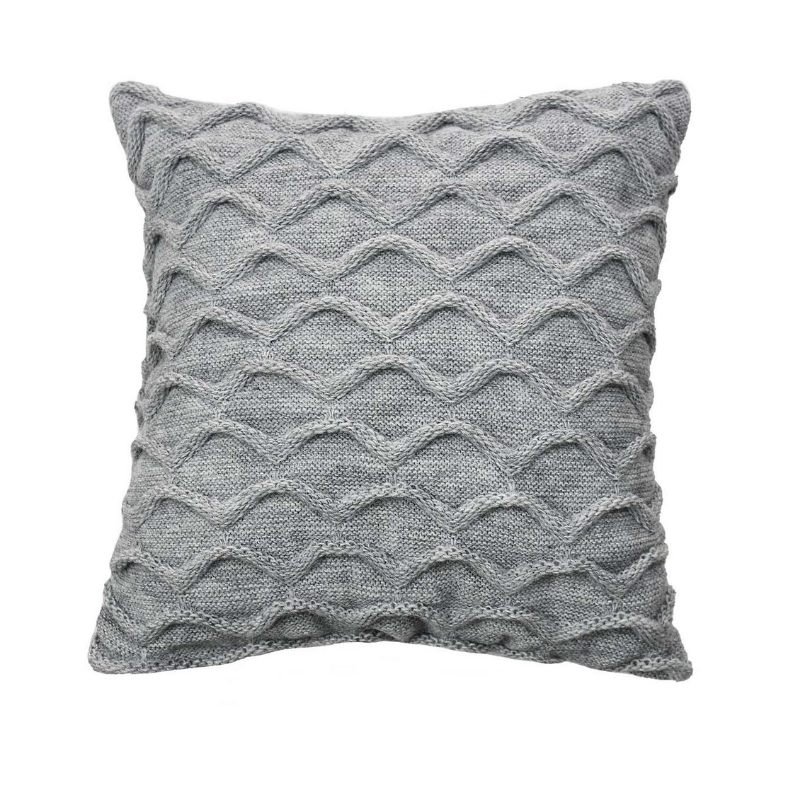Подушка вязаная декоративная Прованс Волны серый 33х33(27426)