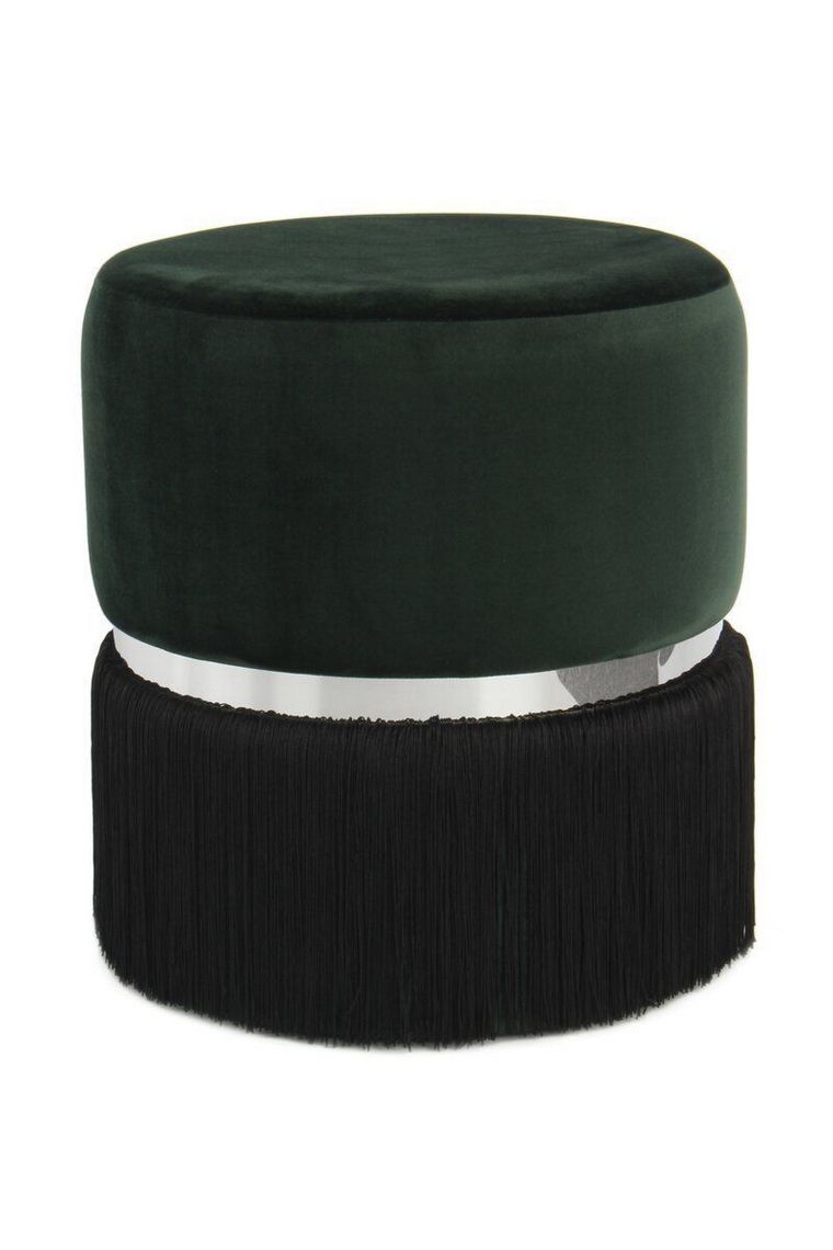 Пуф с бахромой Milano T125 Dark Green/Black/Silver Пуф с бахромой Milano T125 Dark Green/Black/Silver